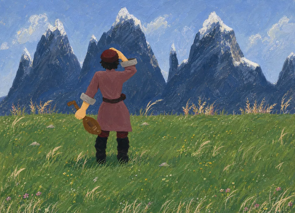 Illustration from The Chonguri Player, a Georgian tale of music and wonder