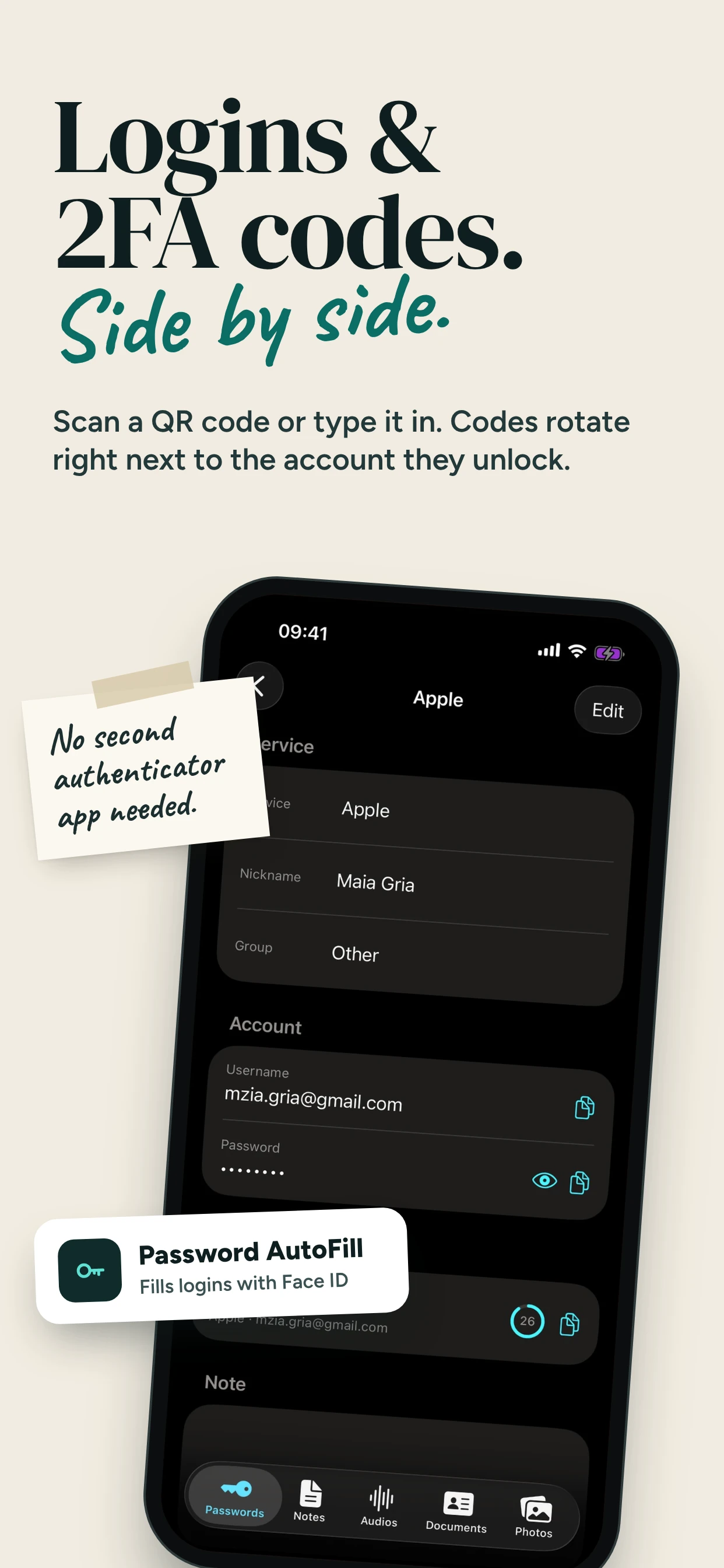 Passwords, AutoFill and two-factor codes in SecureKit