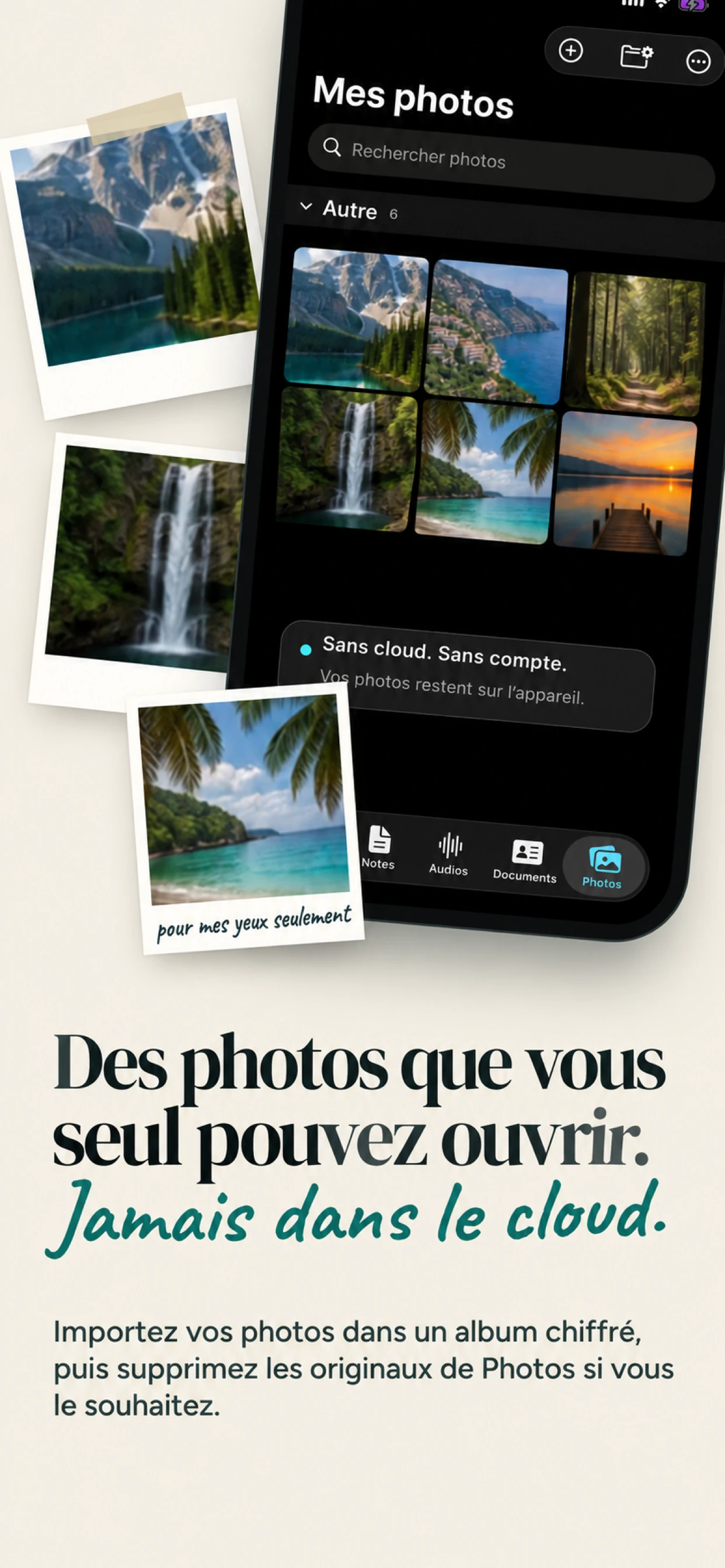 Coffre photo privé SecureKit avec chiffrement sur l’appareil