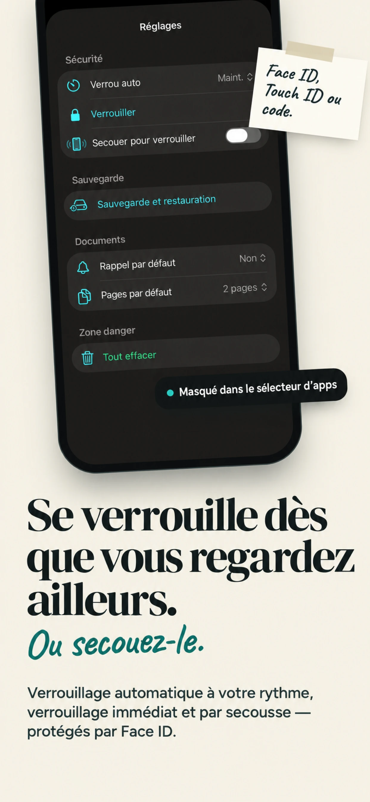 Réglages de sécurité et verrouillage automatique de SecureKit
