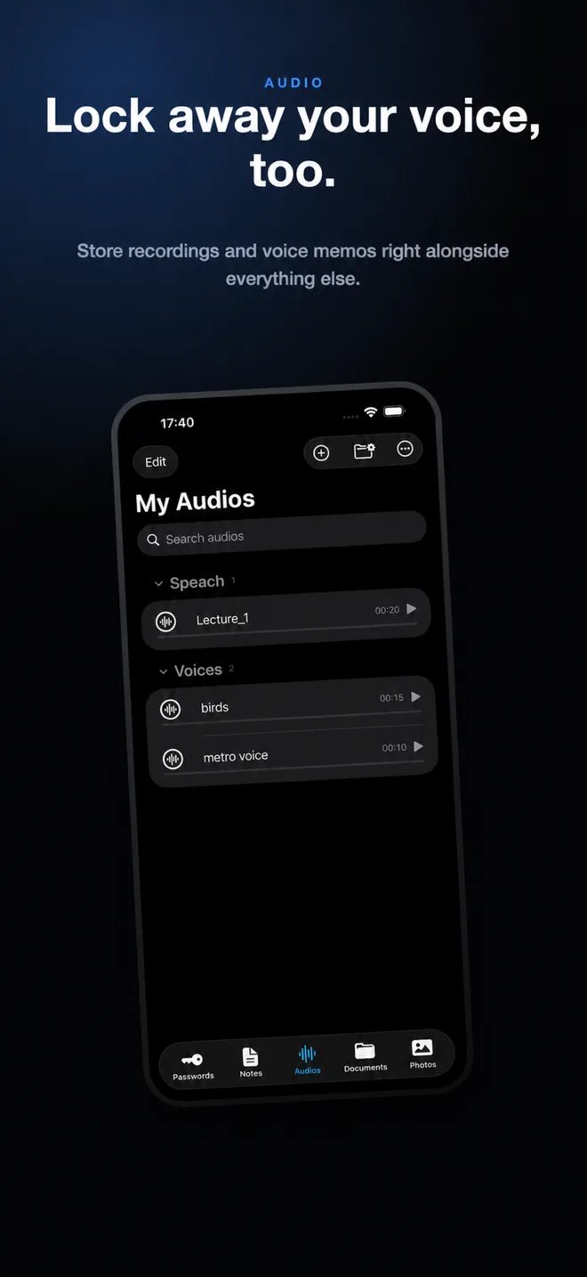 SecureKit encrypted audio recordings and voice memos